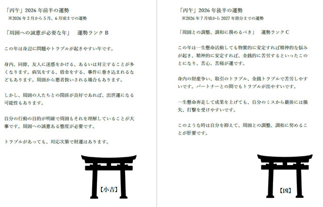 運勢手帳 - 中心星四柱推命