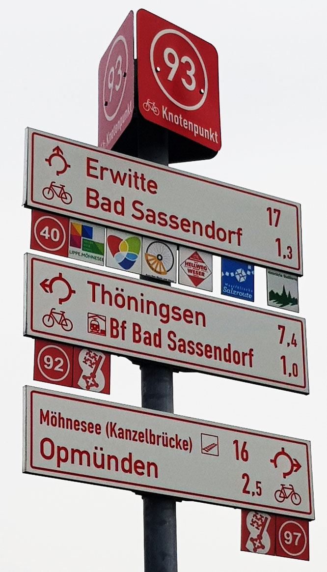 Radwegeschild im Kreis Soest. 