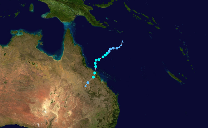 Tropical Cyclon Dylan track map. from http://commons.wikimedia.org/wiki/File%3ADylan_2014_track.png