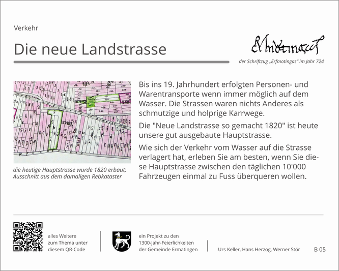 die heutige Hauptstrasse wurde 1820 gegen massiven Widerstand einzelner Anstösser gebaut