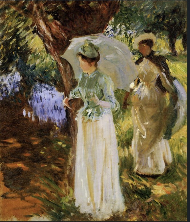 ジョン・シンガー・サージェント『フラッドベリーの日傘を差す二人の少女』,1889年