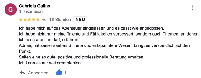 Kundenstimmen, Rezension, Bewertung für Handleser Adrian Fischer