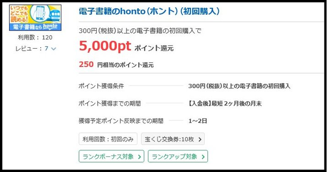 おすすめポイントサイト「ポイントタウン」で電子書籍ホント初回購入