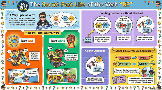 Infographics about be and its past forms