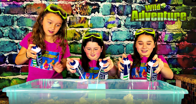 The Wild Adventure Girls, slime, diy, fluffy slime, shaving cream in slime, shaving cream