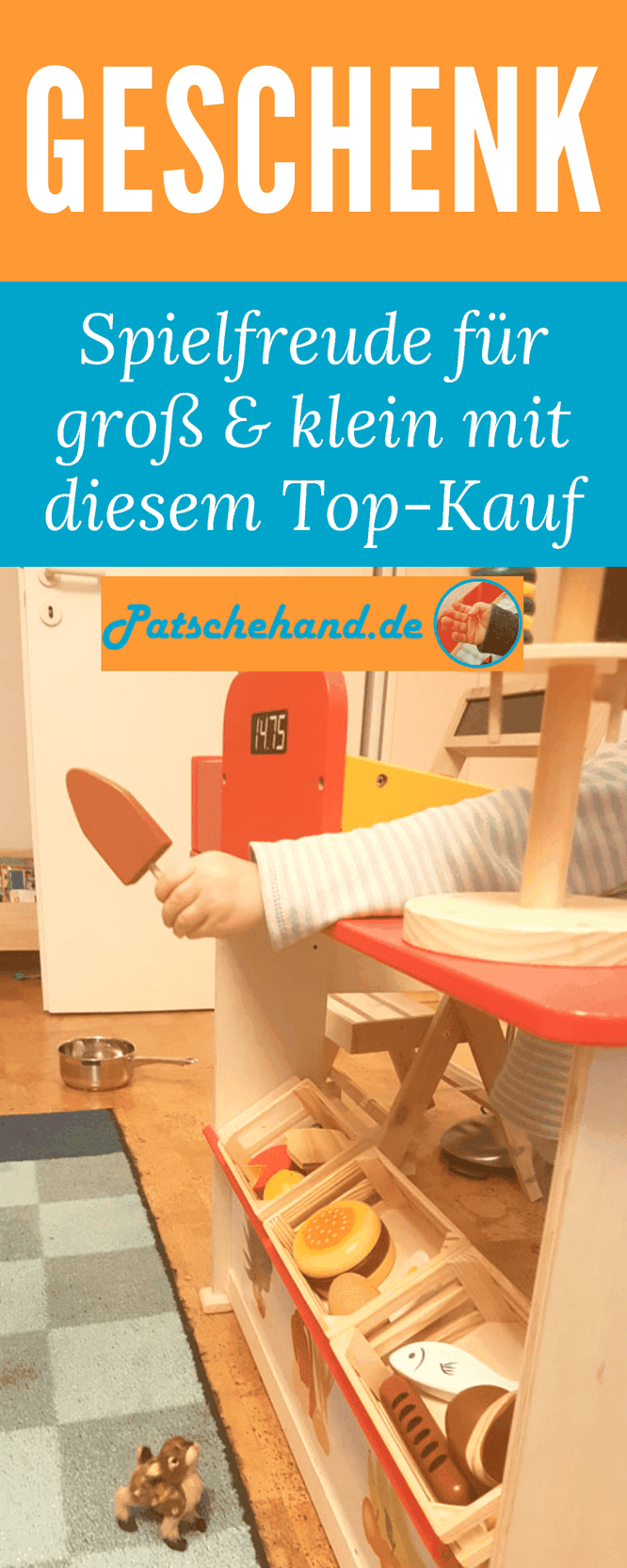 Das perfekte Geschenk - ein Kinder-Kaufmannsladen: Pinterest-Grafik auf Mama-Blog Patschehand.de.