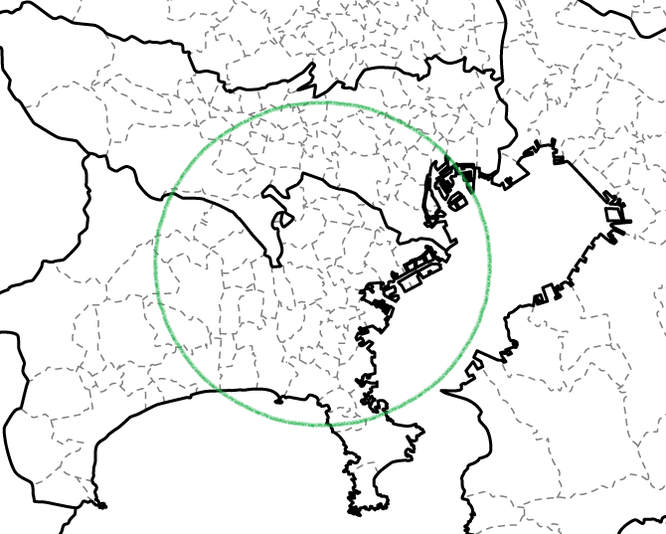 住居範囲　地図　白地図　社員居住地