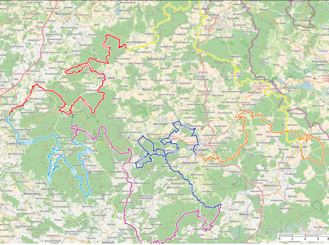 Karte FichtelBikeTrail 385 Km 11565 Hm 6 Tage