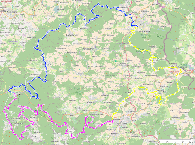 Karte FichtelGipfelTrail 194 Km 5800 Hm 3Tage