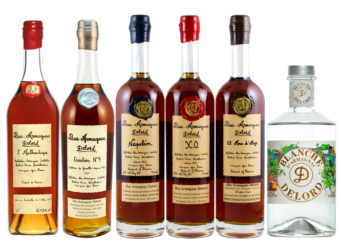 Core line of Delord Bas Armagnac: Napoleon, XO and 25 Ans d'Age