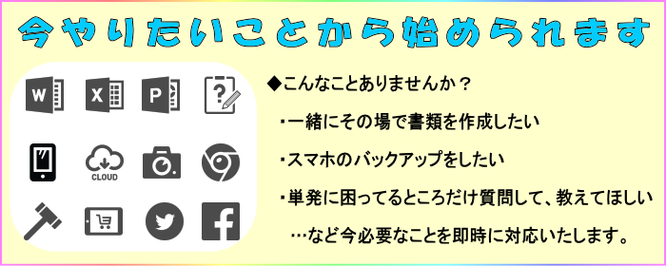知りたことだけ、今やりたいことから始められます。書類作成のお手伝いにご利用ください。