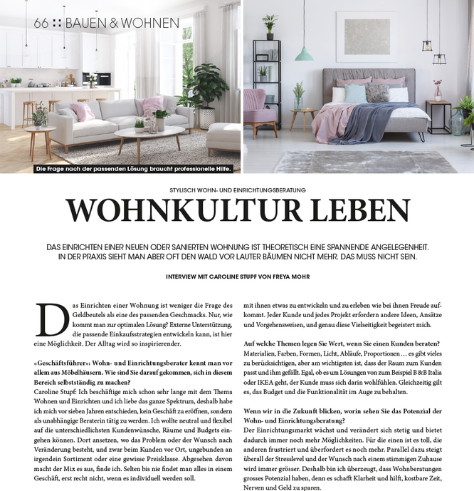 Interview im Geschäftsführer mit Caroline Stupf stylisch Wohnberatung zum Thema Wohnkultur leben Einrichtungsberatung Interior Design Innenarchitektur schöner wohnen