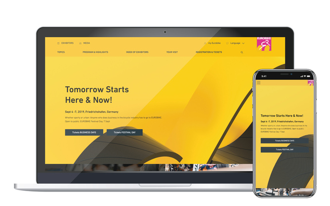 Tomorrow starts here and now: Relaunch der Eurobike-Website – intuitive Suchfunktion