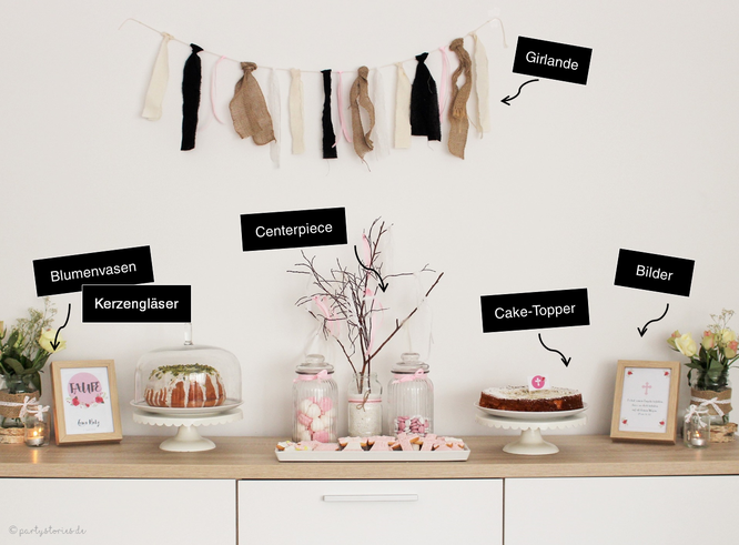Bild: Deko zur Taufe, Candy-Bar und Sweet Table, gefunden auf Partystories.de