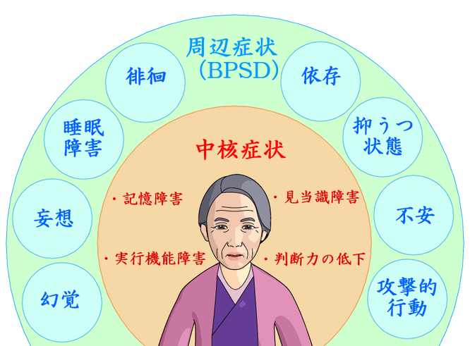 認知症の中核症状と周辺症状（BPSD)