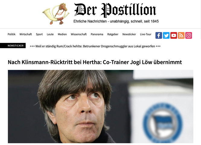 Bereits geänderte Domain: www.der-postillion.com (früher: www.der-postillon.com)