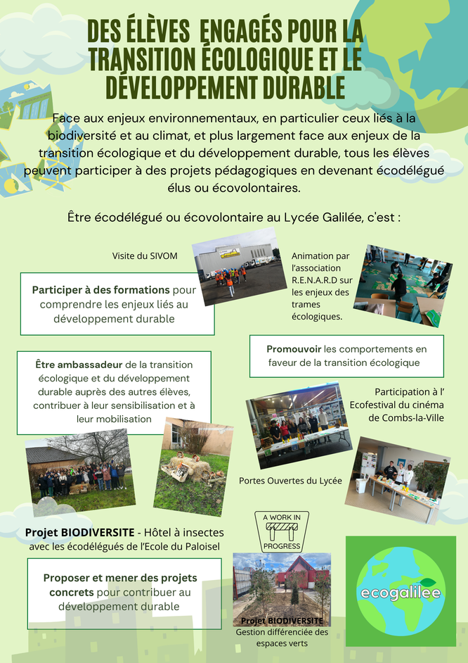 Plaquette illustrant les actions du comité des éco-délégués