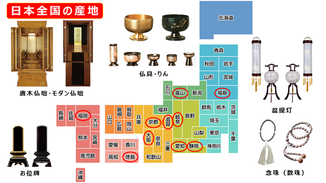 お仏壇と仏具の産地