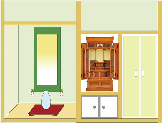 欅仏壇「ゆたか2型 筬」２０号を地袋付仏間に設置