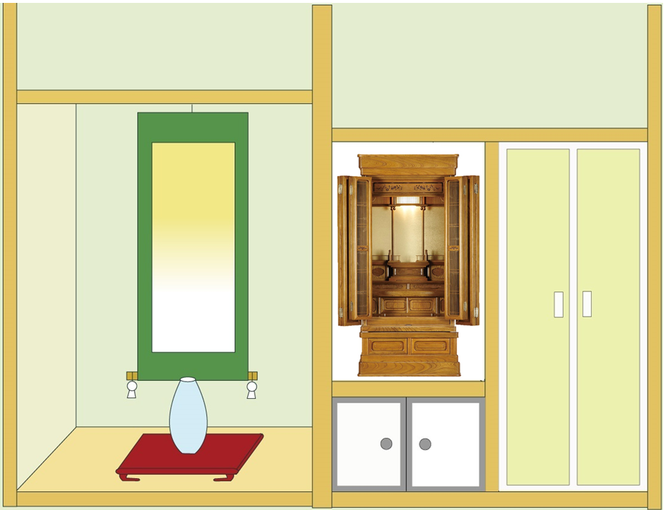 お仏壇「はれやか」１８号を地袋付仏間に設置
