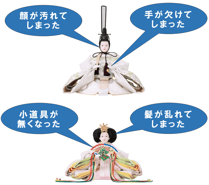 ひな人形の修理　お直し箇所