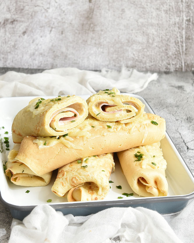 Schinken Käse Pfannkuchen aus dem Airfryer als Mittagessen Schulsnack oder für die Lunchbox, Thermomix