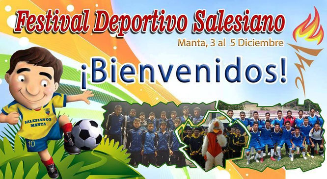 Banner promocional del encuentro de delegaciones deportivas salesianas del país. Manta, Ecuador