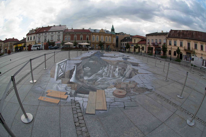 the 3D painting in Wieliczka's rynek