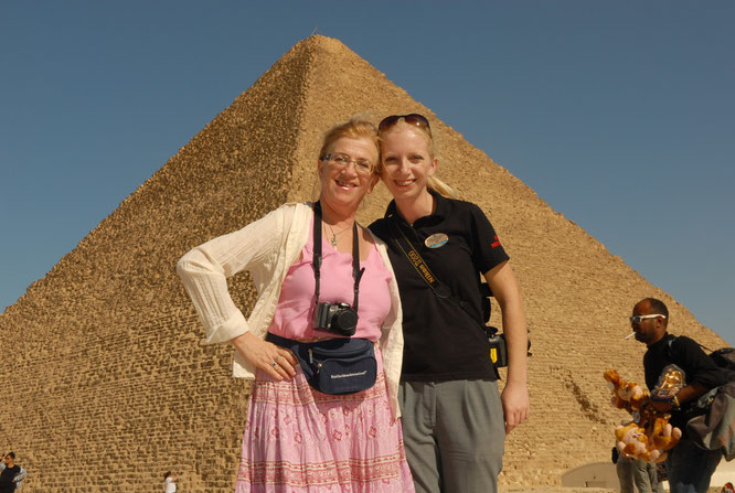 With my Mum in front of the Pyramids of Giza. She came to cruise with me on my second contract.