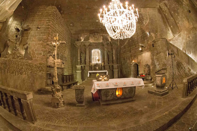 The whole chamber and its carvings are made or salt