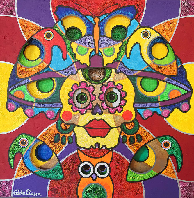 Edda Clasen, San Miguel de Allende, Mexico, Mexiko, German artist, Catrina, Calavera, Art Online, art for sale