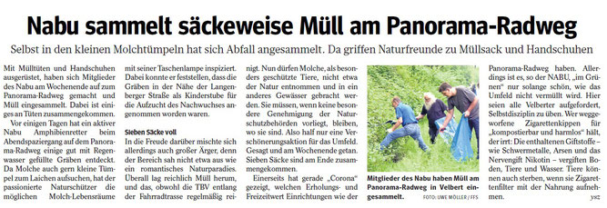 WAZ 15.06.2021 Nabu sammelt säckeweise Müll am Panorama-Radweg