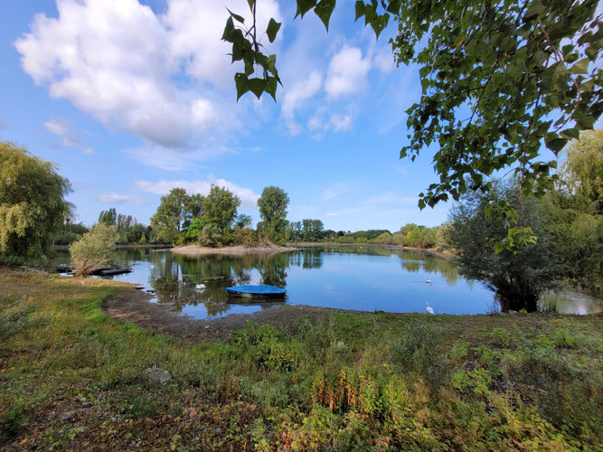 Blick vom NORD-Ufer auf See mit Insel