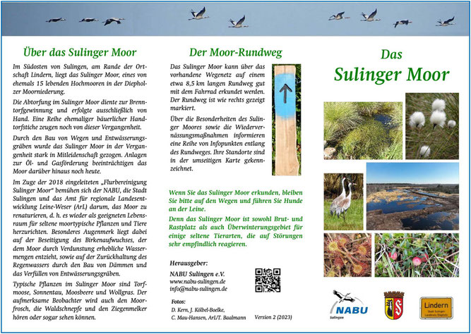 Moor-Rundweg im Sulinger Moor (durch einen Klick auf das Bild als Flyer von der Internetseite der Stadt Sulingen herunterladen)