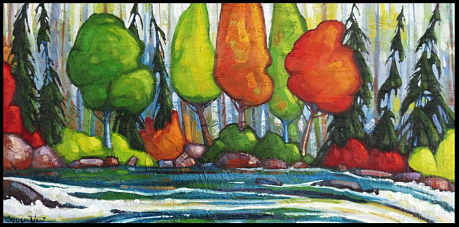La garde du lac 20x40 huile sur toile
