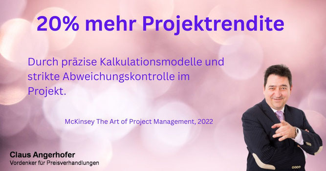 Durch Kosten und Abweichungskontrolle kann lt. McKinsey die Projektrendite um 20% gesteigert werden