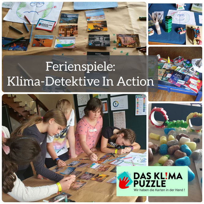Bild: Klimadetektive in Action, Bilder und Collage Jeannine Schwarzkopf/ Hildegard Gölzer