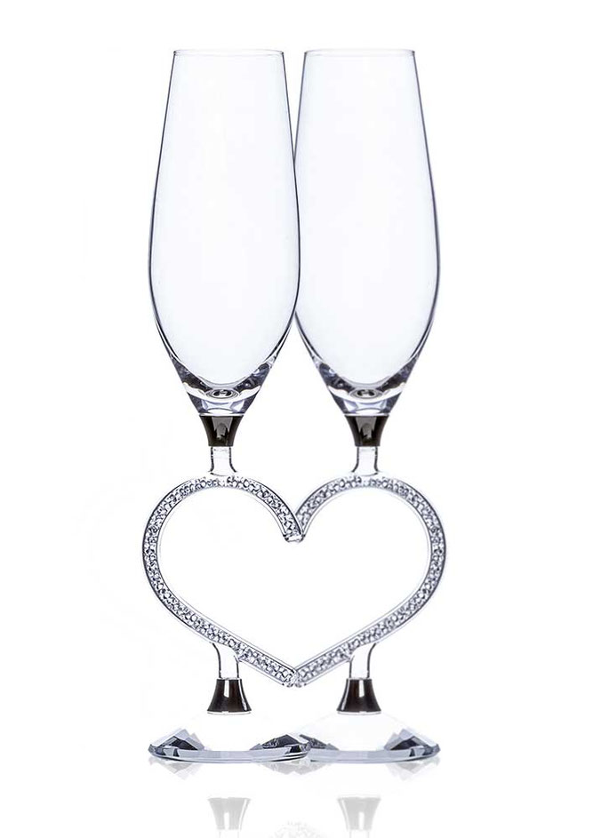 Sektglas Afrodite Heart veredelt mit Swarovski