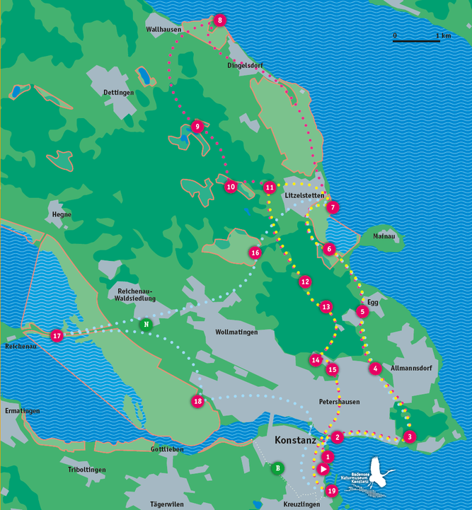 Mit dem Fahrrad zu Naturschutzgebieten und besonderen Orten rund um Konstanz – per Audio-Guide
