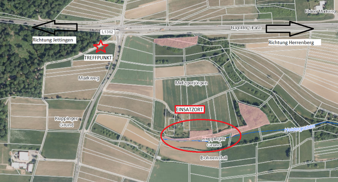 Treffpunkt und Einsatzort Kuppinger Grund. Copyright: Google Maps.