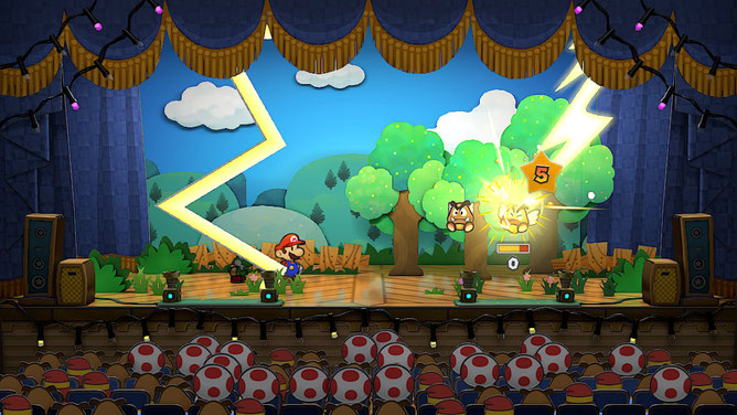 Game screenshot showing a lightning item being used in battle.