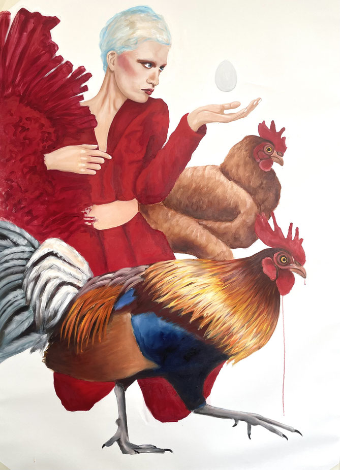 Which was first? The egg or the chicken? No1, oil & canvas, 95 x 120 cm,2024.