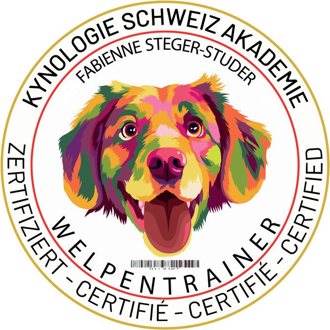 Badge zur Zertifizierung als Welpentrainerin von Fabienne Steger