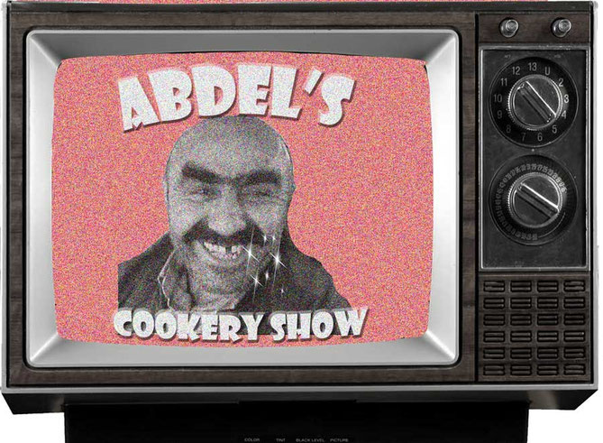 Vintage TV showing 'Abdel's Cookery Show'