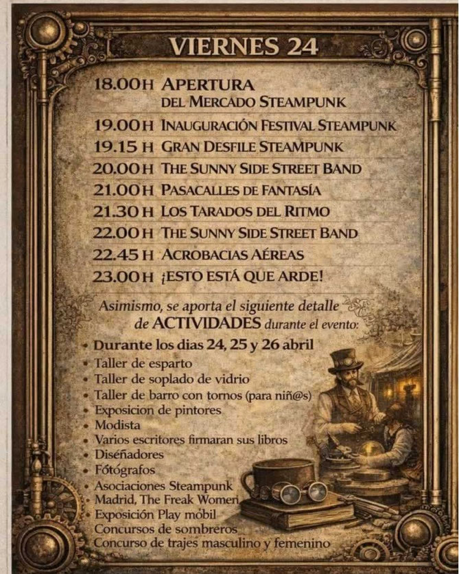 Programa del Mercado Steampunk en Illescas