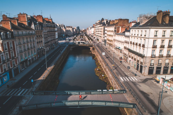 Prise de vue aérienne à Rennes pendant la crise du Covid en 2020