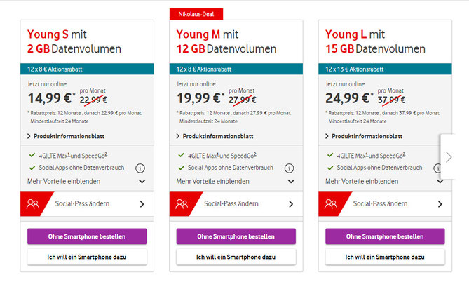 Vodafone Young Angebot 12gb Handy Tarif Ohne Handy Fur 19
