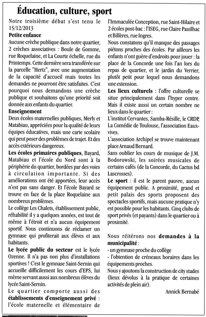Extrait de la Gazette n°77 - mars 2014