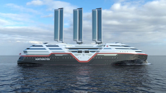 Modell eines emissionsfreien Schiffes - geplant für 2030 ©Hurtigruten