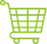 Hellgrünes Icon eines Warenkorbs.